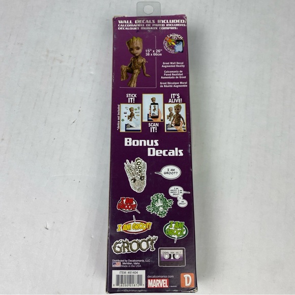 Groot Marvel Wall Decals Decalcomania New 10 Pieces Bring To Life Stick App - Picture 3 of 7